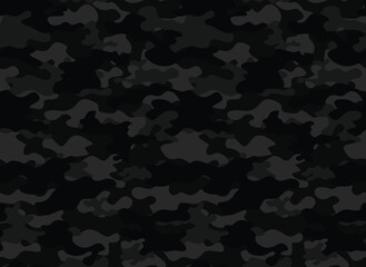 camouflage pattern, seamless black gray background, trendy seamless vector illustration