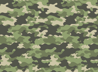 
camouflage green pattern, army seamless background, vector repeat texture, classic design for print of clothing, fabric, paper