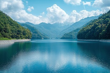 Tranquil Mountain Lake Surrounded by Lush Green Foliage