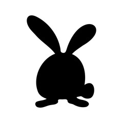 Adorable rabbit silhouette for easter decor. Funny, hand drawn illustration