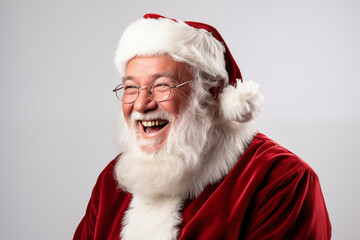 Fototapeta premium Joyful Santa Claus in a festive red suit, spreading holiday cheer with a big smile during the Christmas season