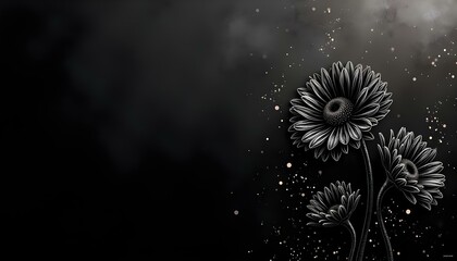 Obraz premium Elegant Gerbera Daisies in Monochrome Dark Background Art Print