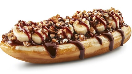 Banana Split Food, Photo Realistic, White Background, Wallpaper, Cover and Screen for Smartphone, PC, Laptop, 9:16 and 16:9 Format