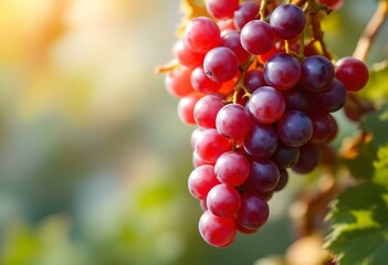 Vibrant Red Grapes Hanging on a Vineyard Vine
