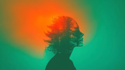 Dreamy Silhouette with Nature Elements Overlay