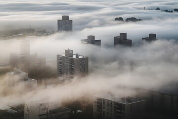Beautiful foggy cinematic view