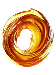 Golden honey swirl isolated on white background for sweet design concepts