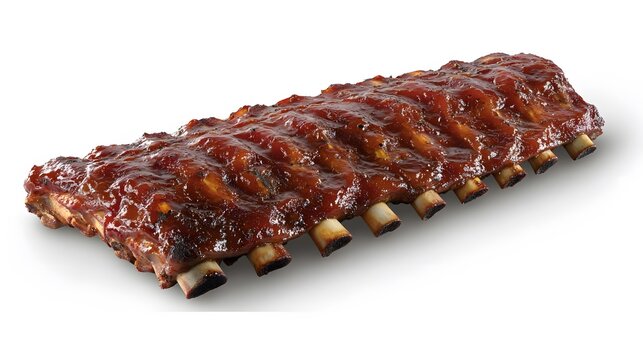 BBQ Ribs Food, Photo Realistic, White Background, Wallpaper, Cover and Screen for Smartphone, PC, Laptop, 9:16 and 16:9 Format
