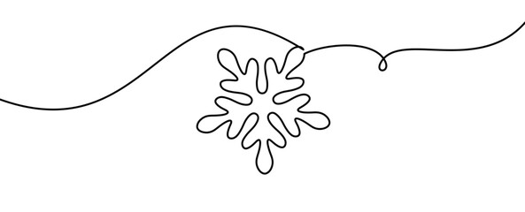 Minimalist snowflake design on a flowing curved line, perfect for winter or holiday-themed visuals. Vector illustration.