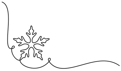 Elegant line art of a snowflake with flowing line, perfect for winter or holiday-themed backgrounds, greeting cards, and minimalist designs.