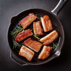 pan fried pieces of salt pork