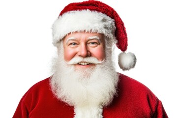Naklejka premium Santa claus smiling and wearing traditional red clothes and hat