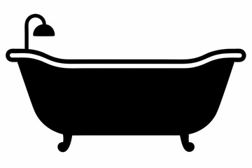 Bathtub icon, baby bathtub silhouette vector, Shower vector