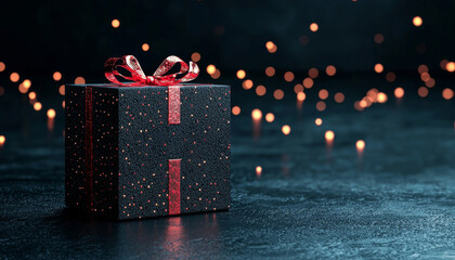 Gift box with ribbon, festive background