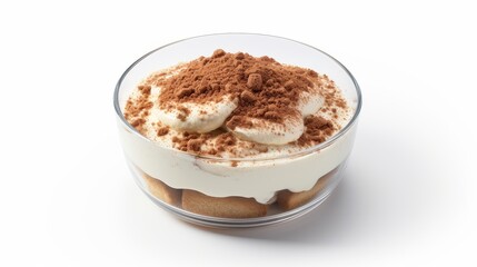 Creamy Tiramisu Bowl on White (4K)