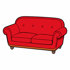 Red sofa vector illustration on white background