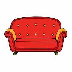 Red sofa vector illustration on white background