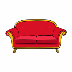 Red sofa vector illustration on white background