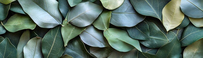 Obraz premium Close-up of Overlapping Green Leaves with Intricate Veins