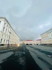 cloudy dark sky in the city, stormy dark sky in the city square 