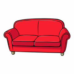 Red sofa vector illustration on white background