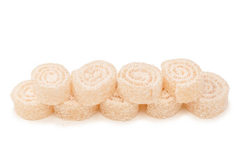 Coconut candy roll isolated on a white background.