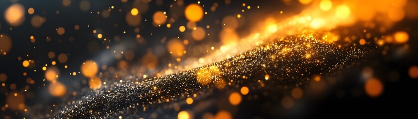 Naklejka premium Abstract Background of Golden Glitter and Bokeh Lights