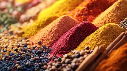 Colorful Spices Displayed on White Background