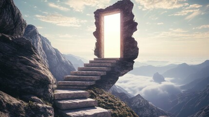 Portal to magical dimensions: beyond the sky's veil – an entrance leading to unknown realms, sparking imagination and awe
