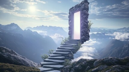 Portal to magical dimensions: beyond the sky's veil – an entrance leading to unknown realms, sparking imagination and awe
