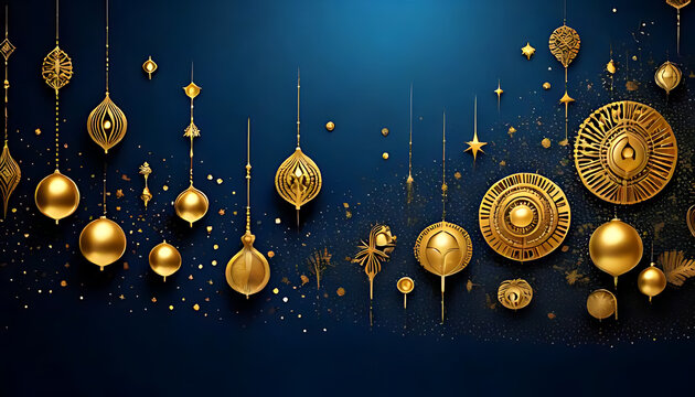 shiny gold elements classic blue background add luxury sophistication designs