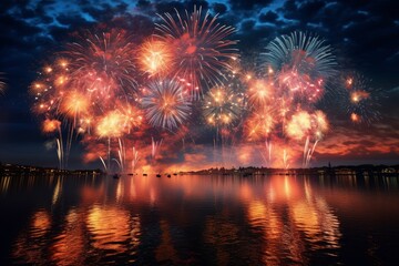 Fototapeta premium Captivating Fireworks Extravaganza