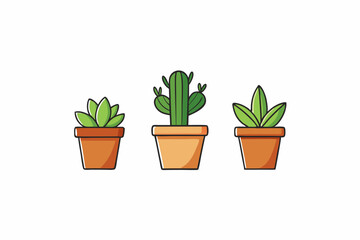 Potted plant for indoor vector illustration on white background.