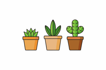 Fototapeta premium Potted plant for indoor vector illustration on white background.