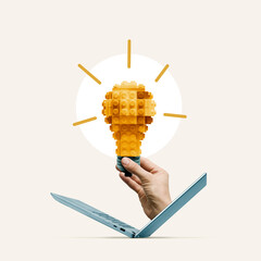 Creativity and new ideas in business. Art collage.