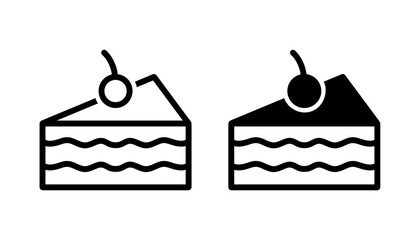 Cake icon set with cherries in simple and modern design