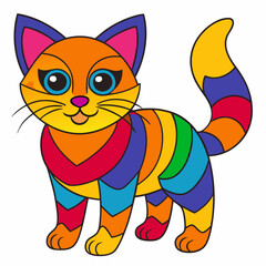 A colorful Cat vector illustration an white background
