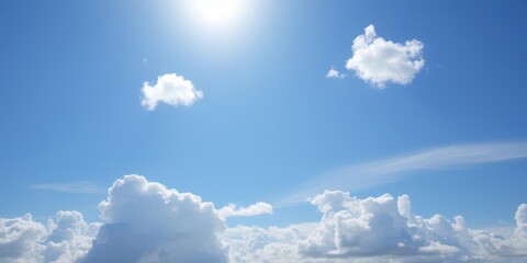 Clear blue sky background with wispy white clouds creating a peaceful and serene atmosphere, daytime, above