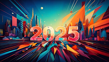 Obraz premium vibrant geometric patterns set futuristic backdrop