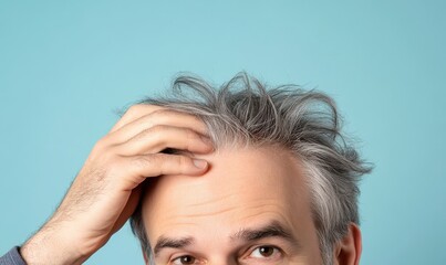 Fototapeta premium Hair loss concept for a young man suffering from serious hair loss