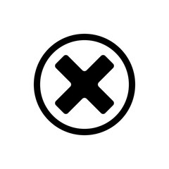 Delete, cross simple icon. Flat design. White background