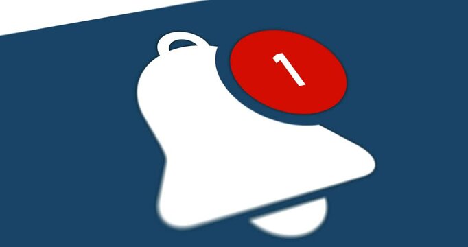 Increasing notification counter, close-up bell icon, new notice counting up, footage