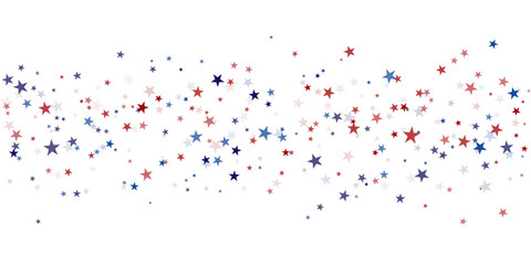 USA flag stars background, red and blue stars confetti, starry glitter