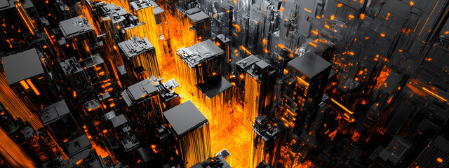 Naklejka premium Futuristic Neon Cityscape