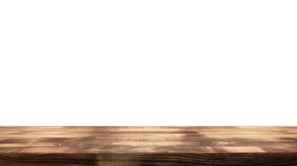 Wood table with perspective view. Wooden desk isolated on transparent background with top front view. Realistic kitchen board vector illustration. Rustic countertop of timber surface, floor, deck