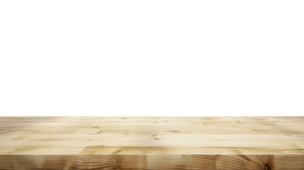 Wood table with perspective view. Wooden desk isolated on transparent background with top front view. Realistic kitchen board vector illustration. Rustic countertop of timber surface, floor, deck