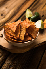 bowl with corn chilly nachos