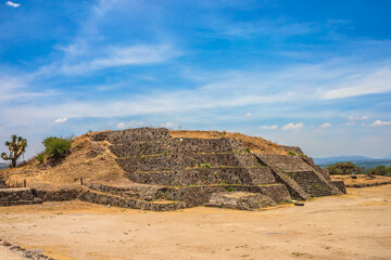 Pyramids and buildings in the archaeological zone of the Atlanteans, in Tula Hidalgo