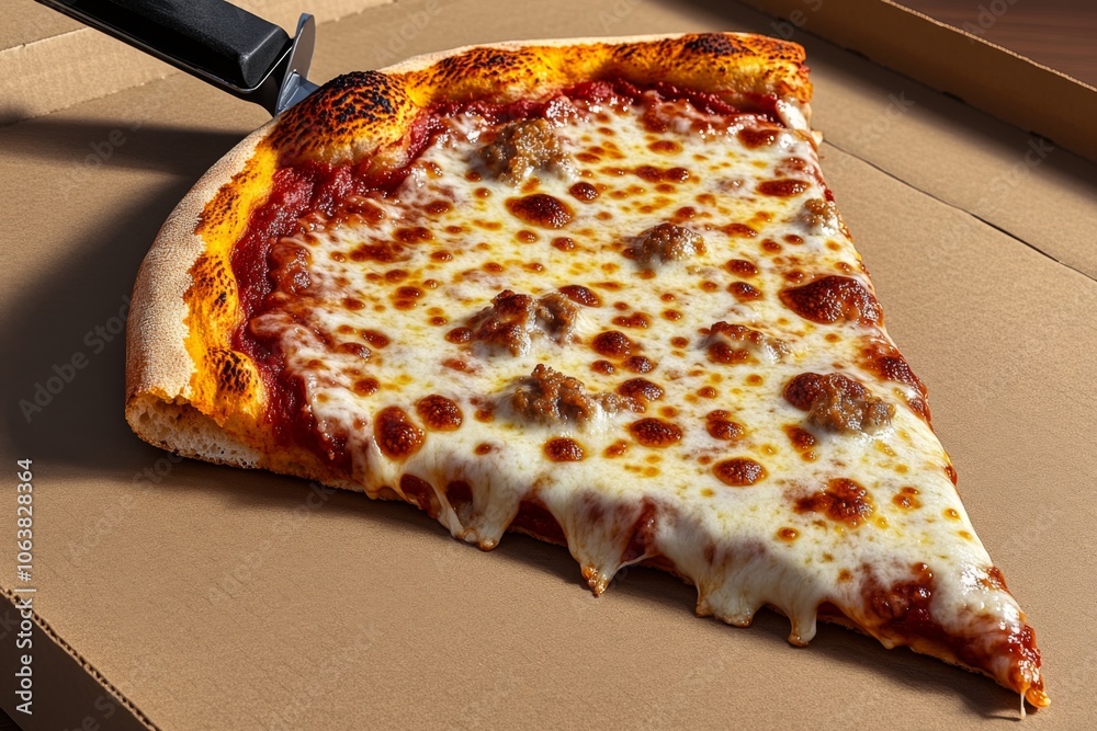 Poster Pixel art of a slice of pizza with bubbling cheese, using bright, nostalgic colors in a retro style that evokes craving