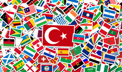 World Flags Collage Image - Turkey or Türkiye Flag